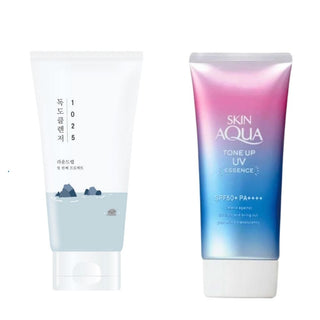 Nettoyant Dokdo Round Lab 1025 + Skin Aqua Tone Up UV Essence Sunscreen SPF50+ PA++++