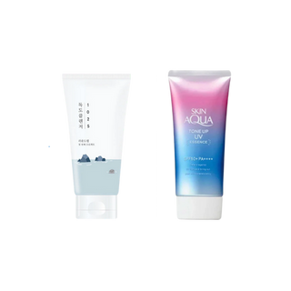 Nettoyant Dokdo Round Lab 1025 + Skin Aqua Tone Up UV Essence Sunscreen SPF50+ PA++++